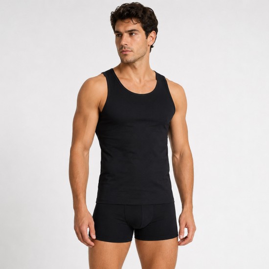 Erkek Siyah Atlet Boxer Takımı